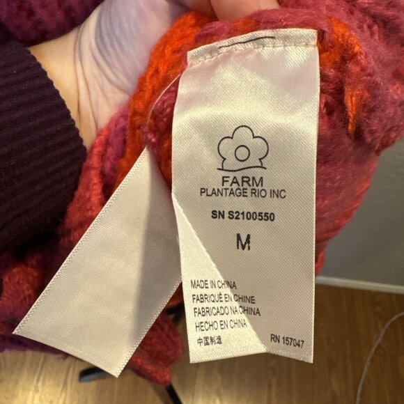 Farm Rio Striped Maxi Cardigan Red Pink Button Ribbed Acrylic Monochrome Medium - Picture 8 of 15